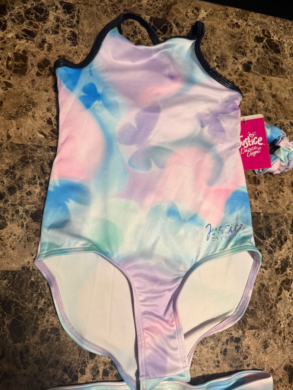 Justice Pastel Tie-Dye Leotard in Pink and Blue Girls Size S (NWT)